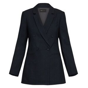 BCBG MaxAzria‎ Double Breasted Blazer Black Emerald Green Structured TQM4238448